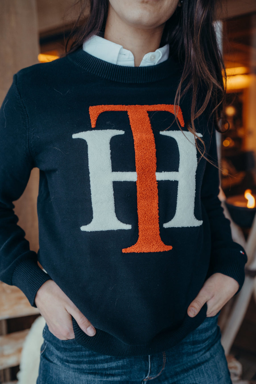 Pull en maille avec logo photo