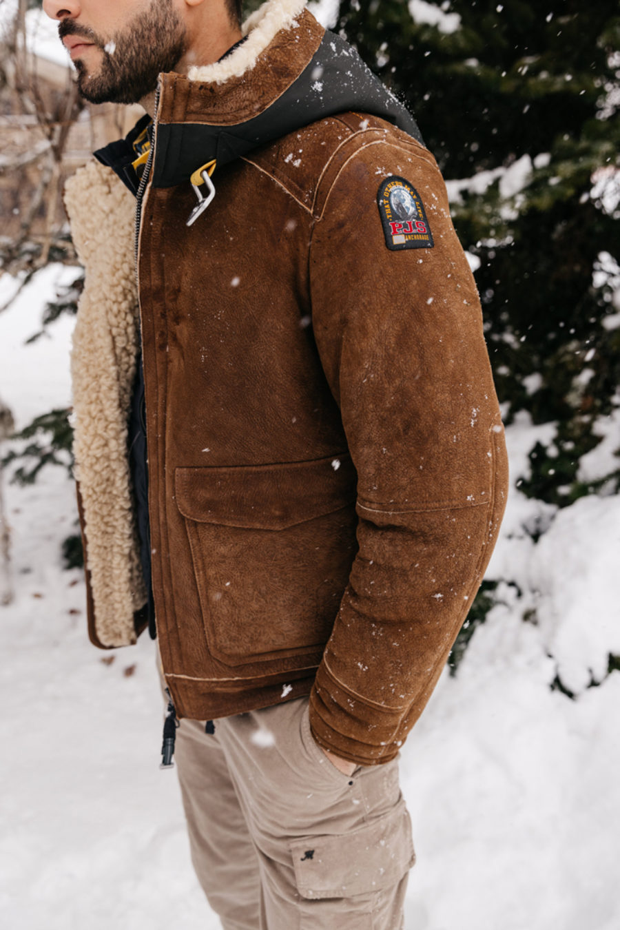 Blouson Elton Shearling Man brown photo