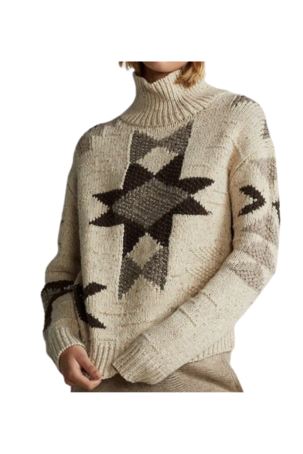 pull a motif geometrique col chemine